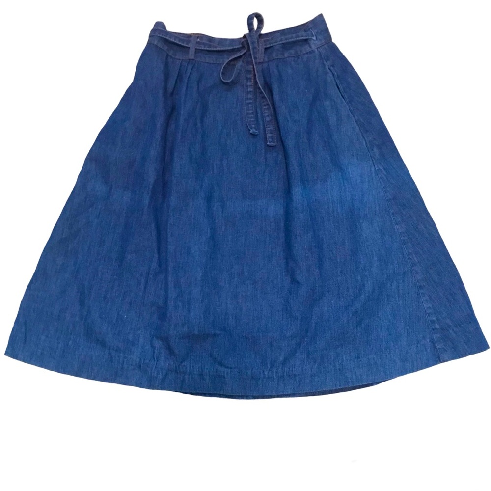 Vintage Sears “The Fashion Place” Wrap Midi Denim Skirt